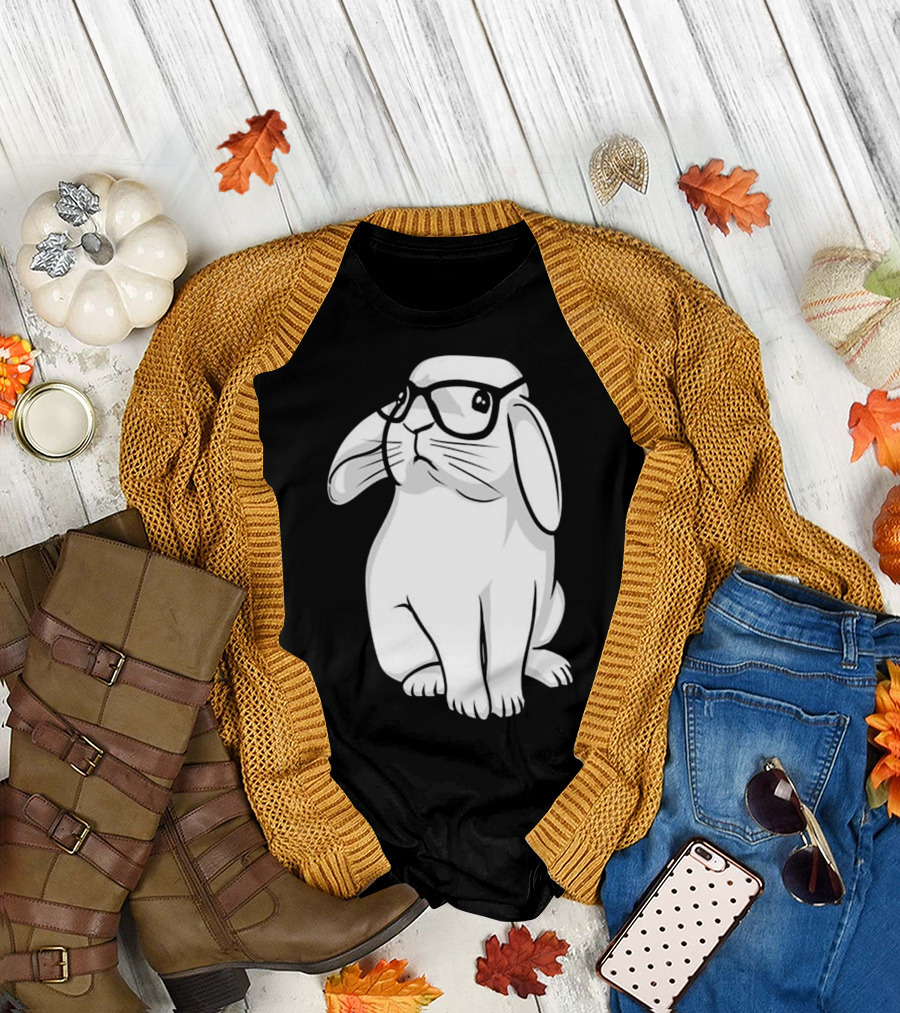 Rabbit With Glasses Nerdy Geek Men T-Shirt