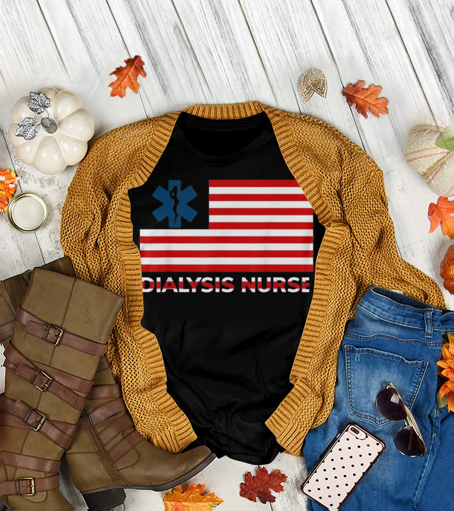 Dialysis Nurse USA Flag with Medical T-Shirt