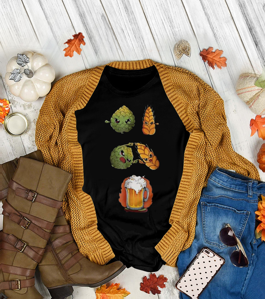 Beer Fusion Hops and Barley Unite in Frothy Mug T-Shirt