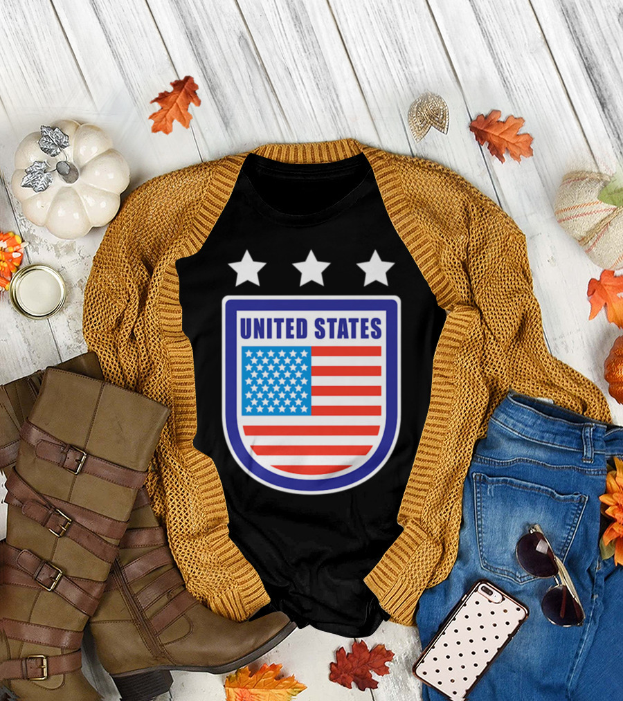 United States Soccer Team Flag Emblem Stars T-Shirt