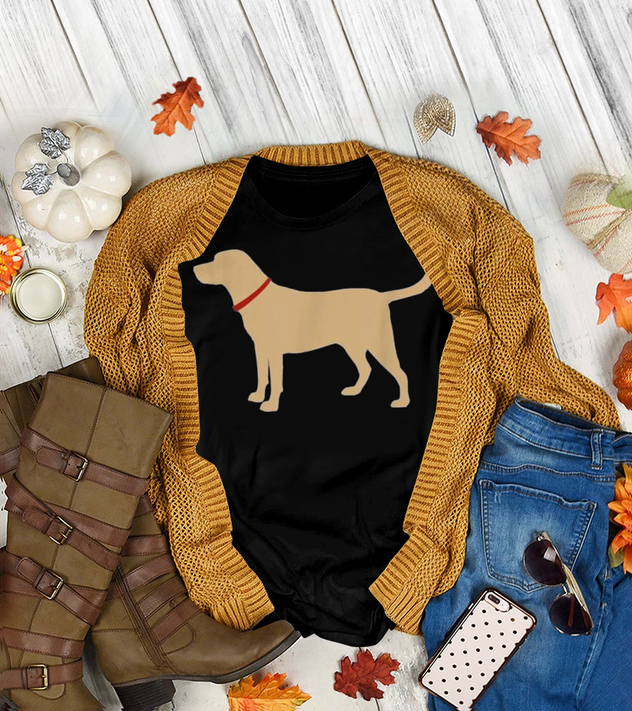 Labrador Retriever Yellow Lab Silhouette with Red Collar T-Shirt
