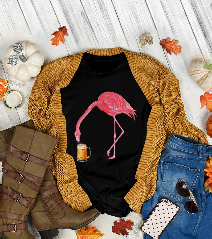 Beer Lover's Flamingo with Beer Mug T-Shirt