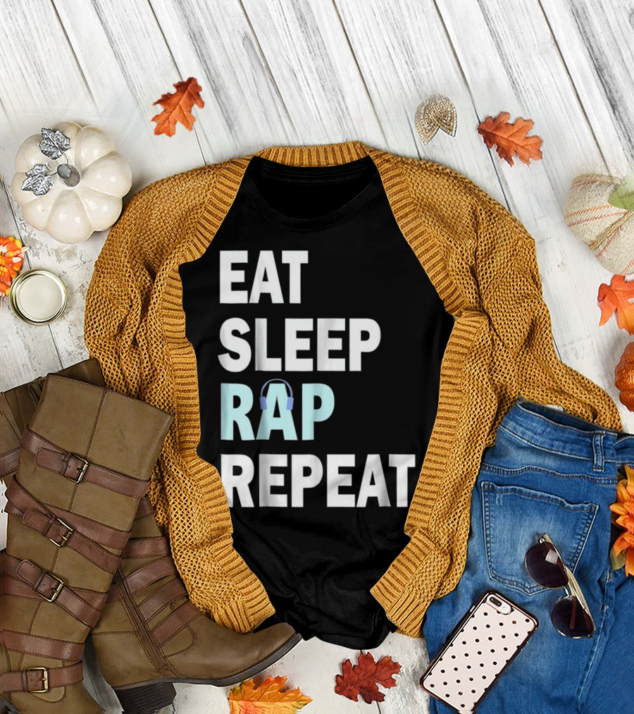 Eat Sleep Rap Repeat Rappers 90s Headphones T-Shirt