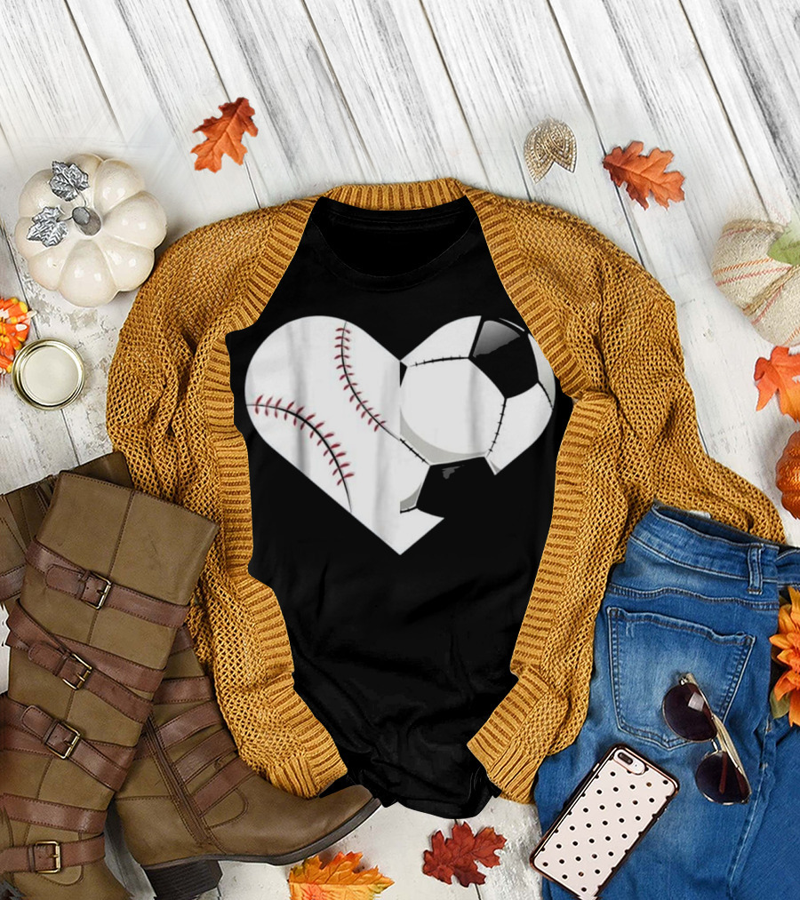 Heart Soccer Baseball Spor T-Shirt