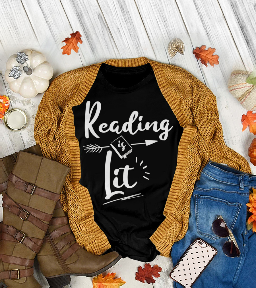 Reading is Lit Arrow Book Fun Premium T-Shirt