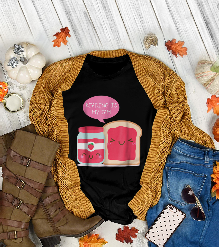 Reading Is My Jam Cute Jam Jar and Toast Teacher T-Shirt