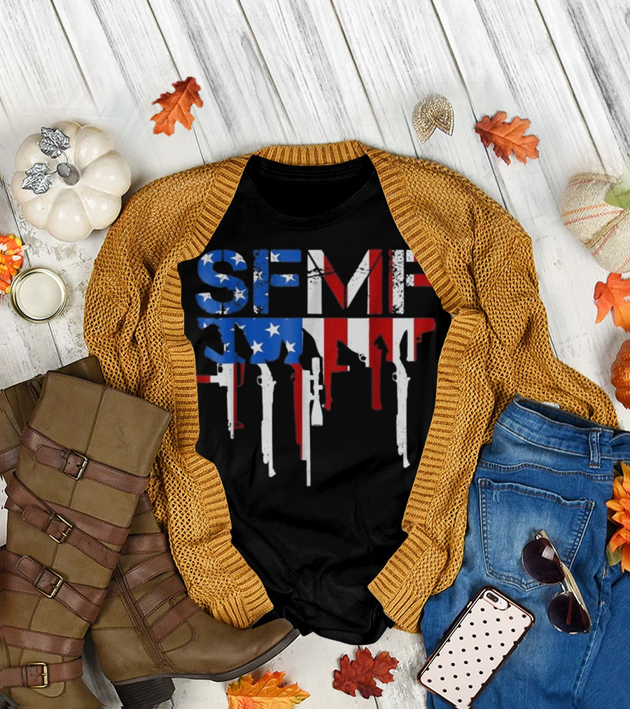 SFMF Stars and Stripes Military Guns American T-Shirt