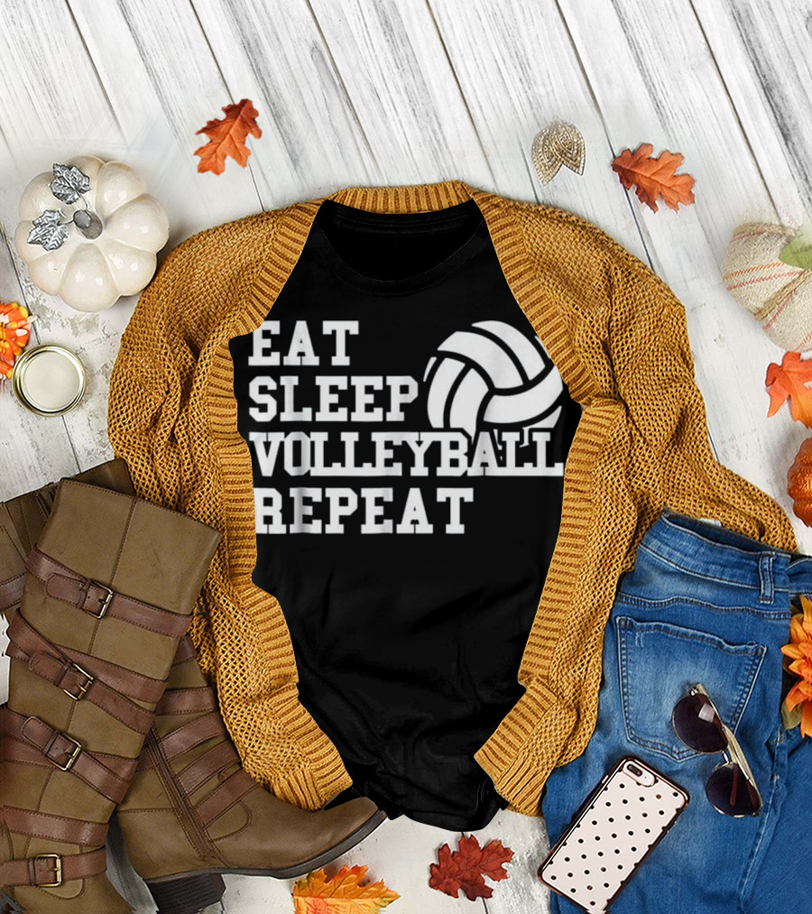 Eat Sleep Volleyball Repeat Funny Volleyball Lifestyle with Iconic Volleyball Image T-Shirt