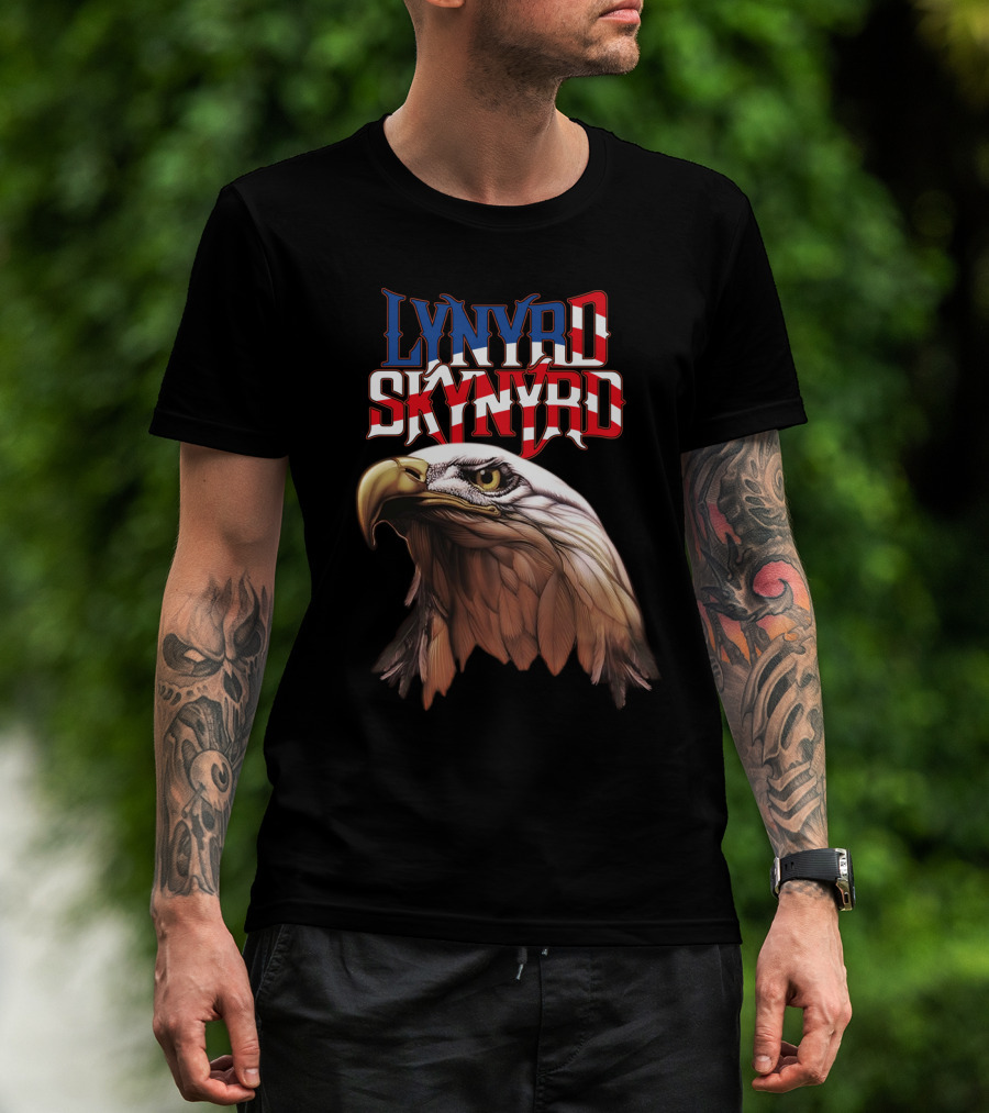 Lynyrd Skynyrd American Flag Text Eagle Head T-Shirt