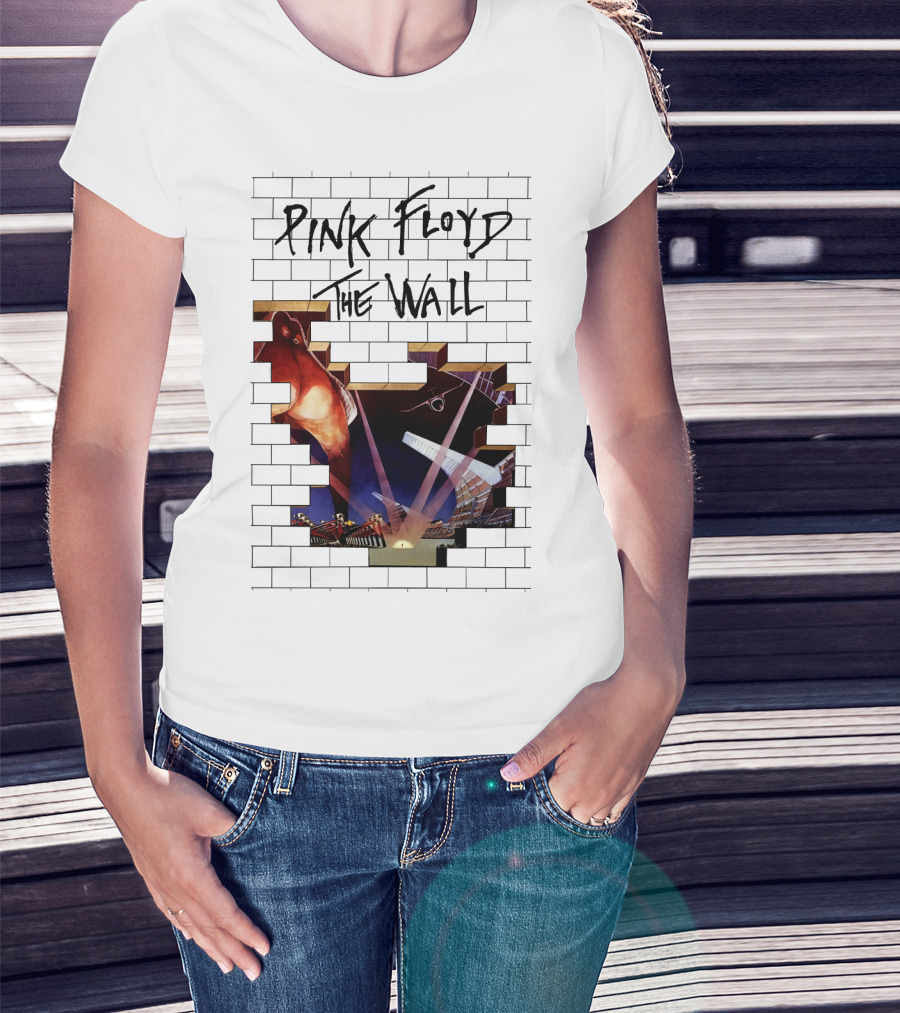 Pink Floyd The Wall Album Art Brick Wall Concert Lights T-Shirt