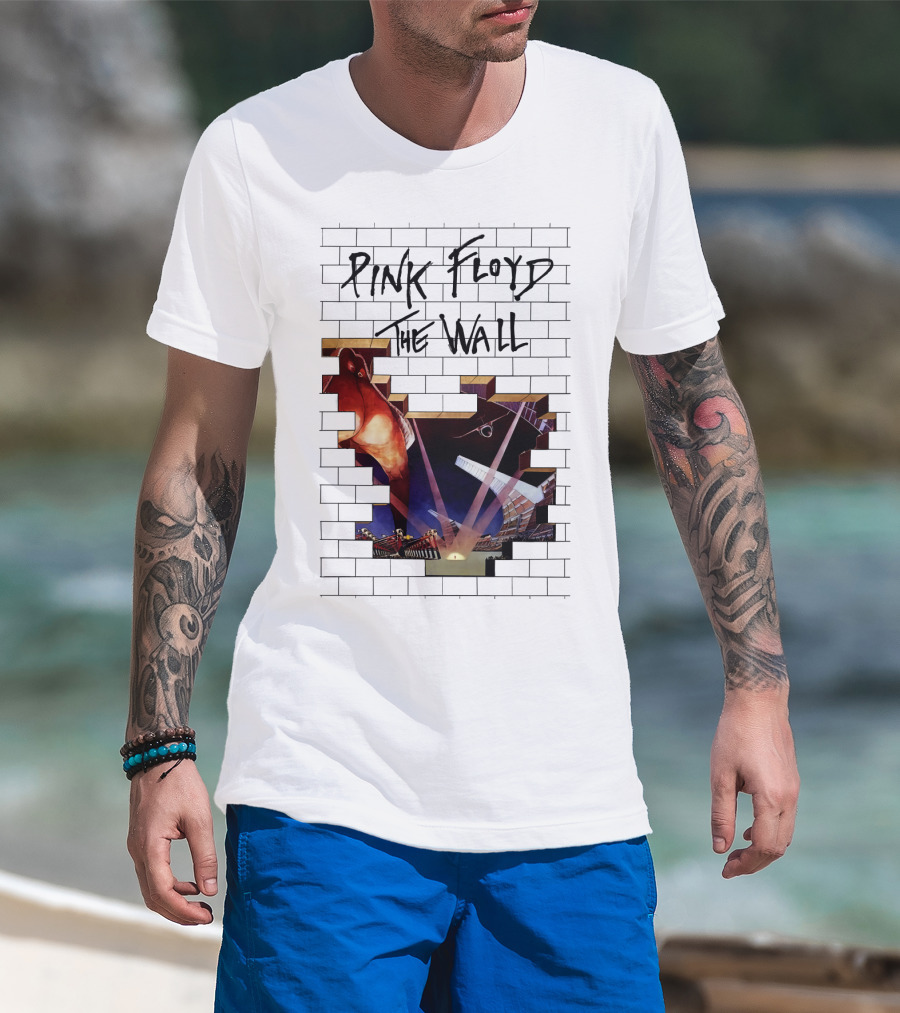 Pink Floyd The Wall Album Art Brick Wall Concert Lights T-Shirt