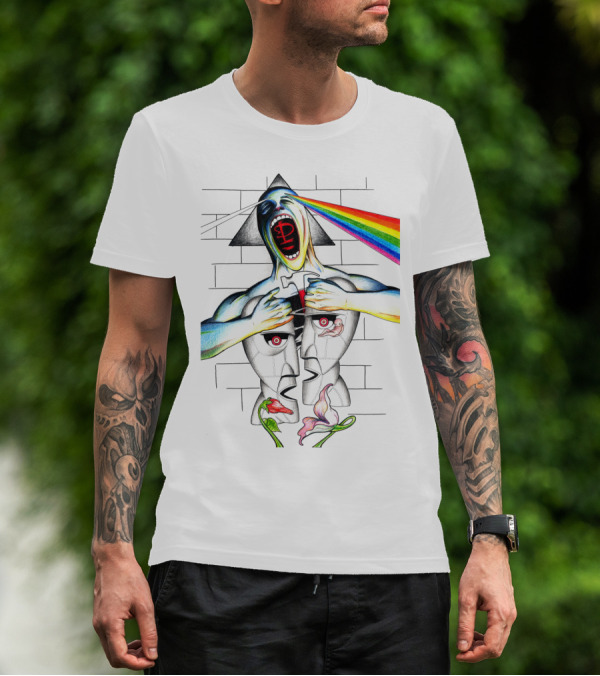 Pf The Wall With Prism And Rainbow Light Spectrum T-Shirt