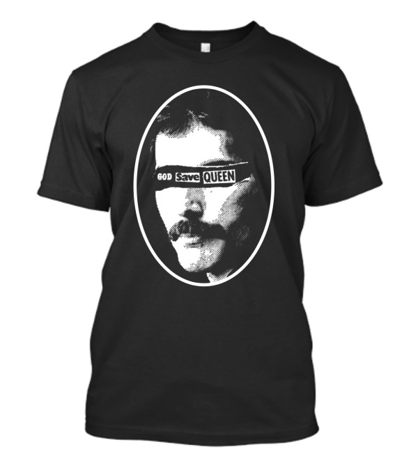 God Save Queen Black And White Oval T-Shirt