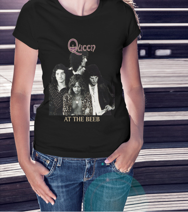 Queen At The Beeb Band Members Black And White Photo T-Shirt