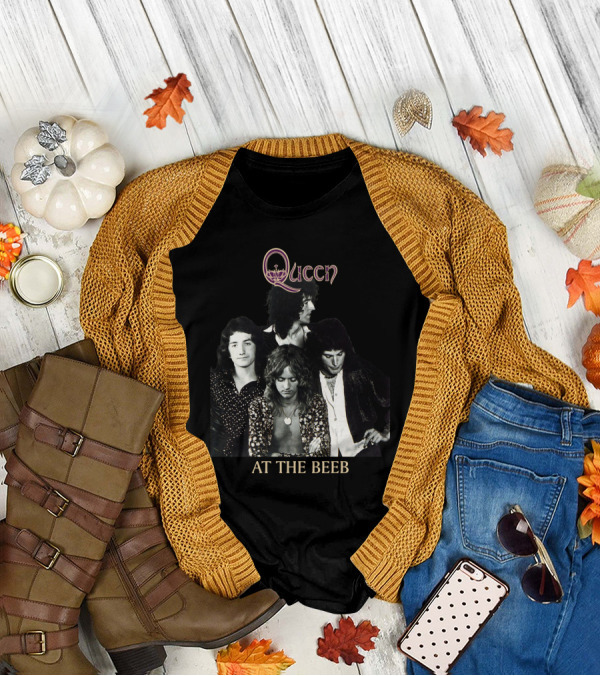 Queen At The Beeb Band Members Black And White Photo T-Shirt