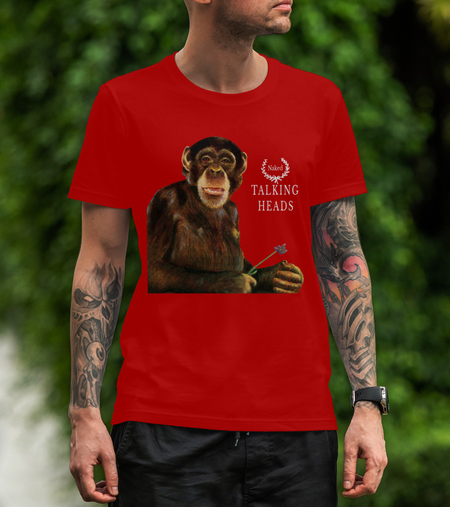 Naked Talking Heads Nothing But Flowers Monkey Holding Flower T-Shirt