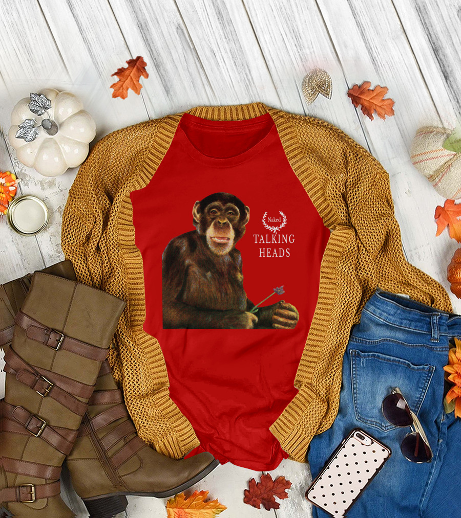 Naked Talking Heads Nothing But Flowers Monkey Holding Flower T-Shirt