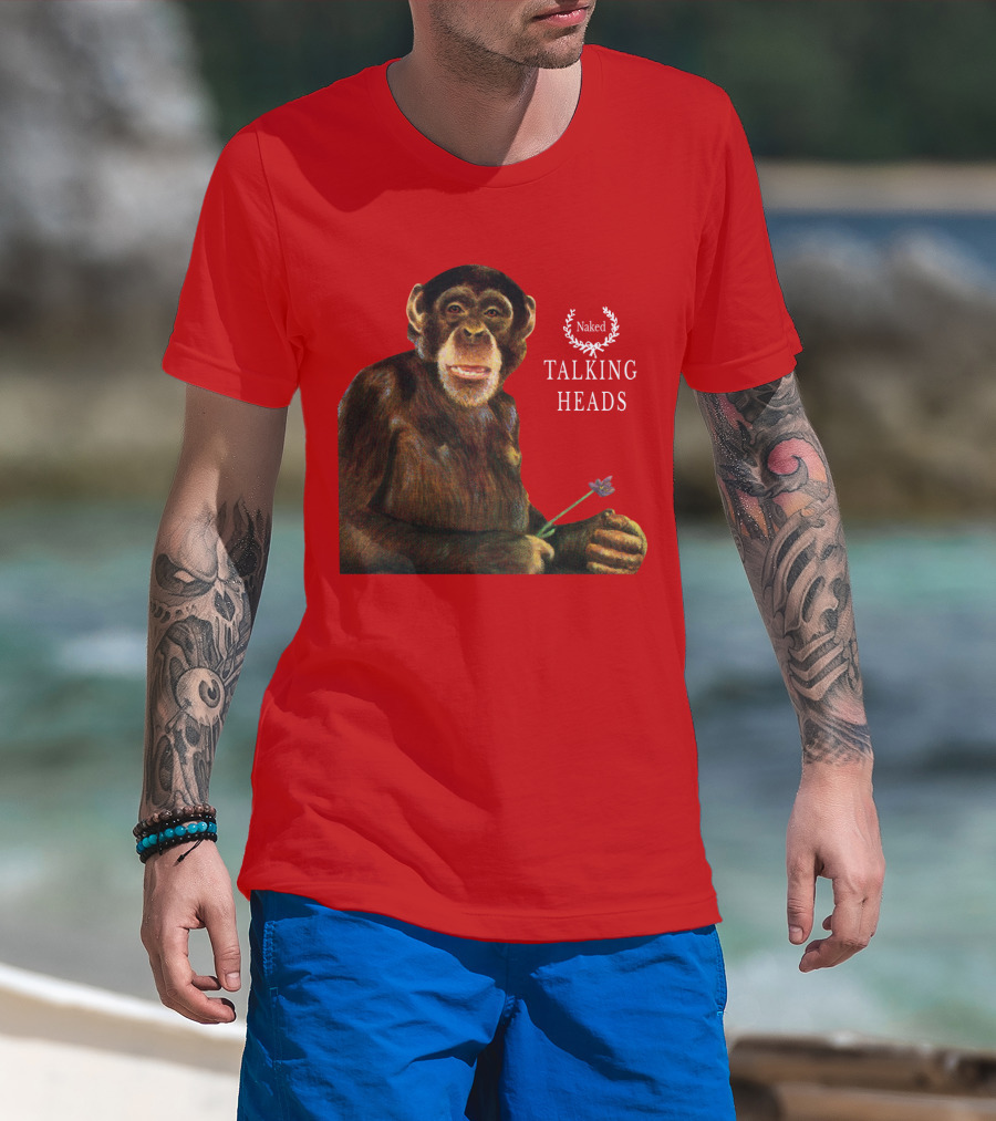 Naked Talking Heads Nothing But Flowers Monkey Holding Flower T-Shirt