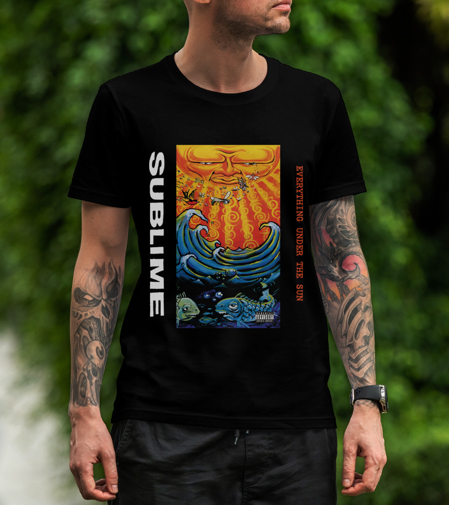 Sublime Everything Under The Sun Waves And Fish Artwork T-Shirt