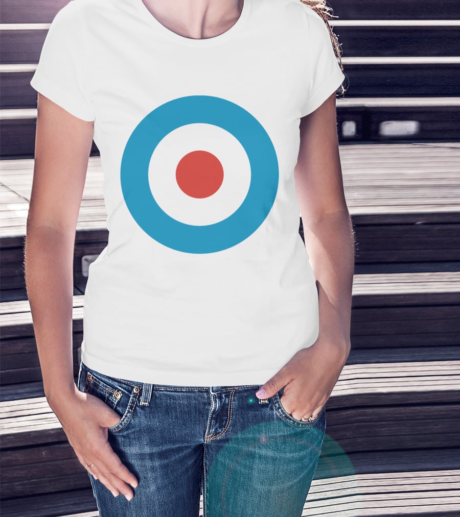 Mod Target Symbol Design With Red Circle Blue Outer Ring T-Shirt