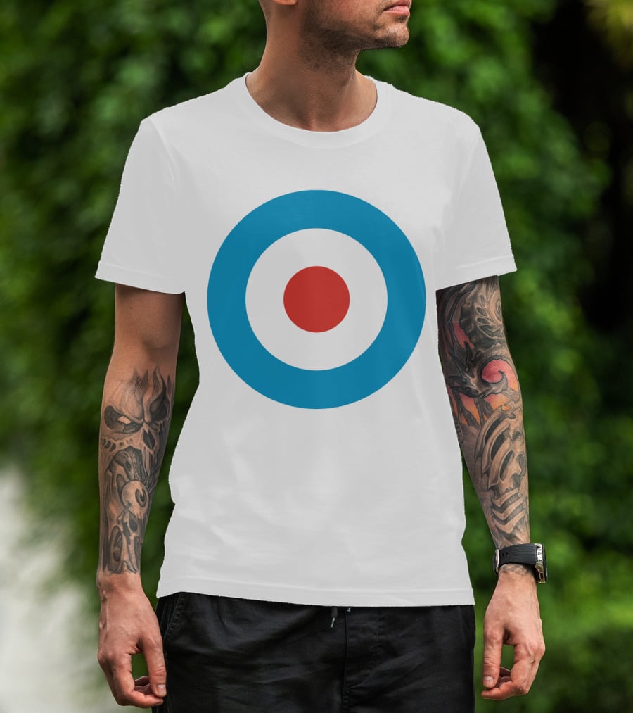 Mod Target Symbol Design With Red Circle Blue Outer Ring T-Shirt