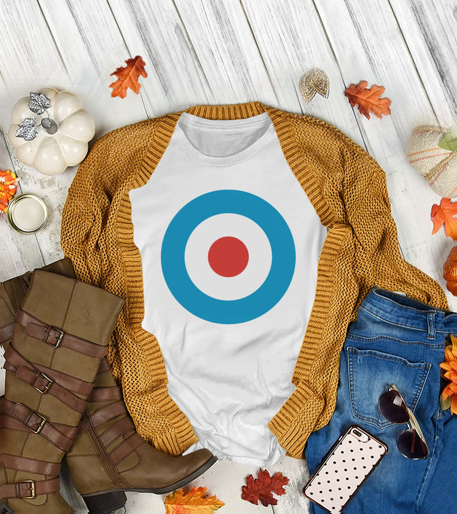 Mod Target Symbol Design With Red Circle Blue Outer Ring T-Shirt