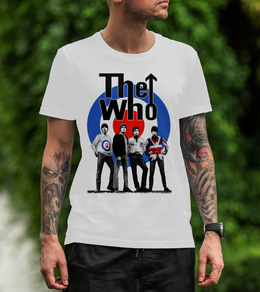 The Who Band Members With British Mod Target T-Shirt
