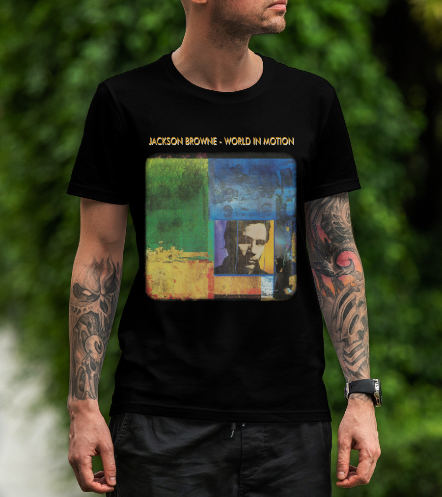 Jackson Browne World In Motion Album Cover Collage T-Shirt