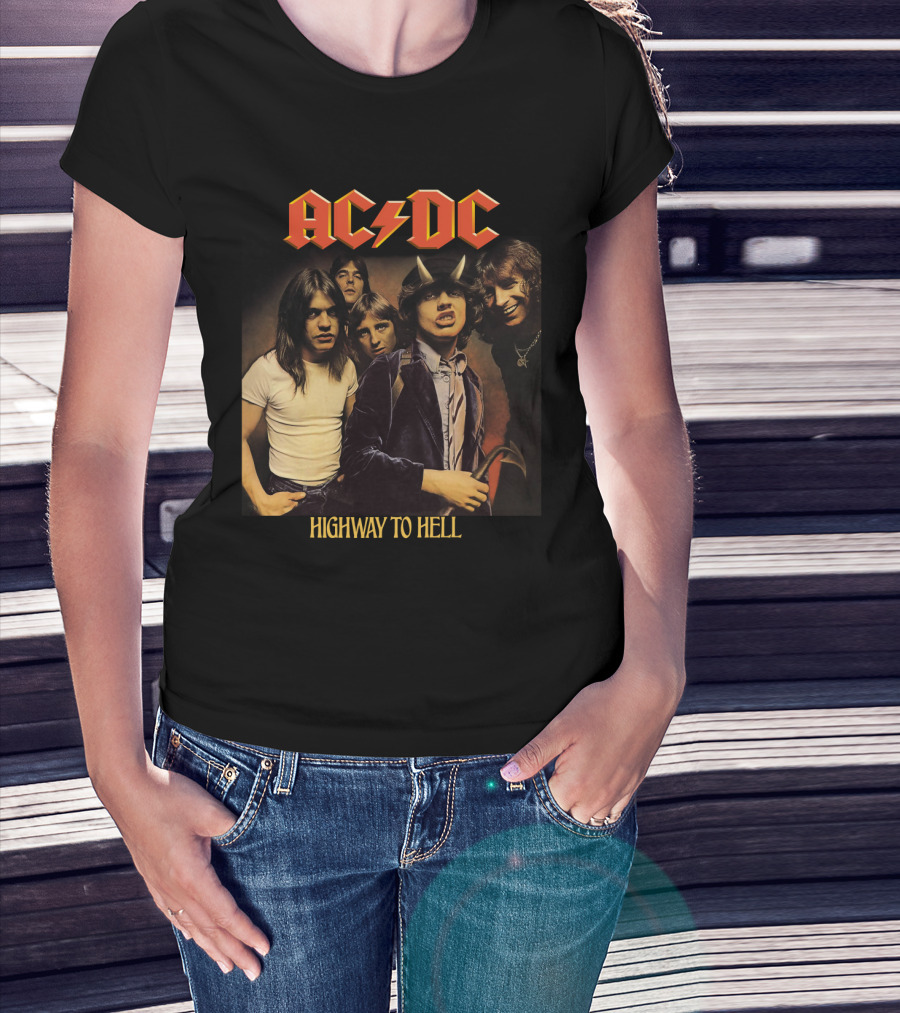 Ac/Dc Highway To Hell Band Members Classic Album Cover T-Shirt