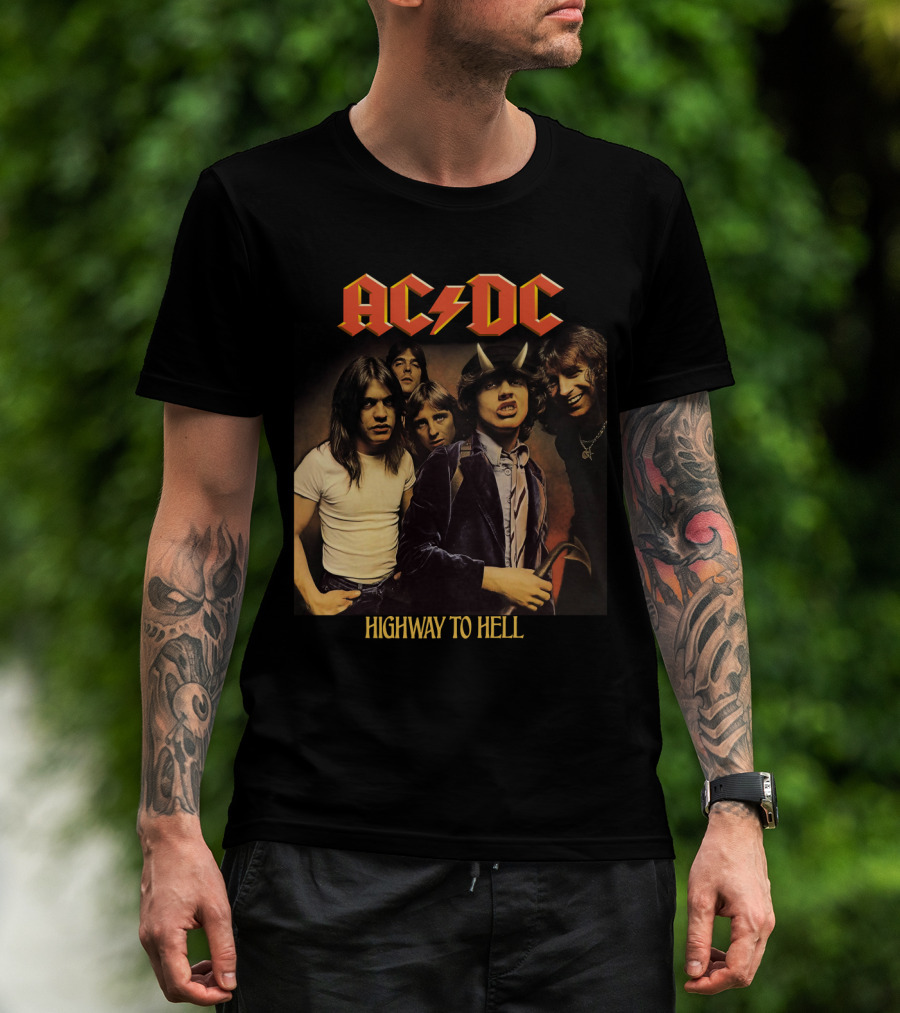 Ac/Dc Highway To Hell Band Members Classic Album Cover T-Shirt