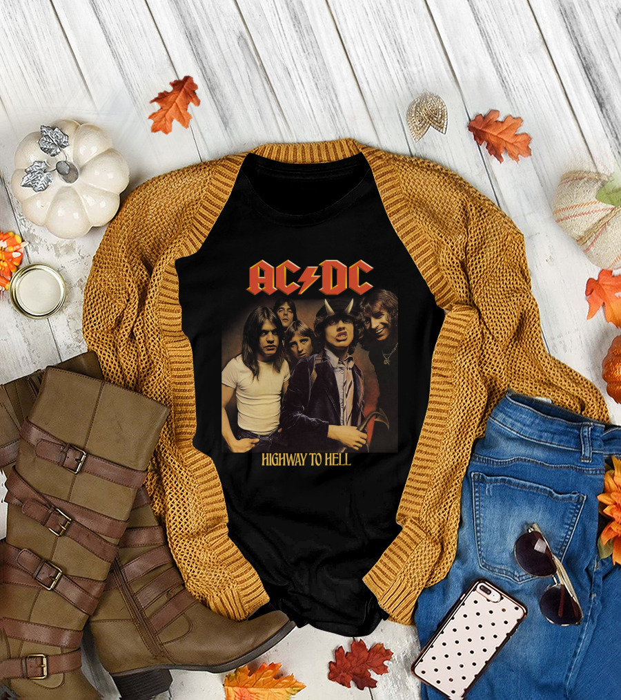 Ac/Dc Highway To Hell Band Members Classic Album Cover T-Shirt