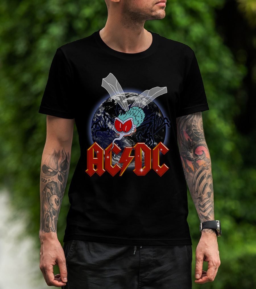 Acdc Space Fly Earth Lightning Bolt T-Shirt