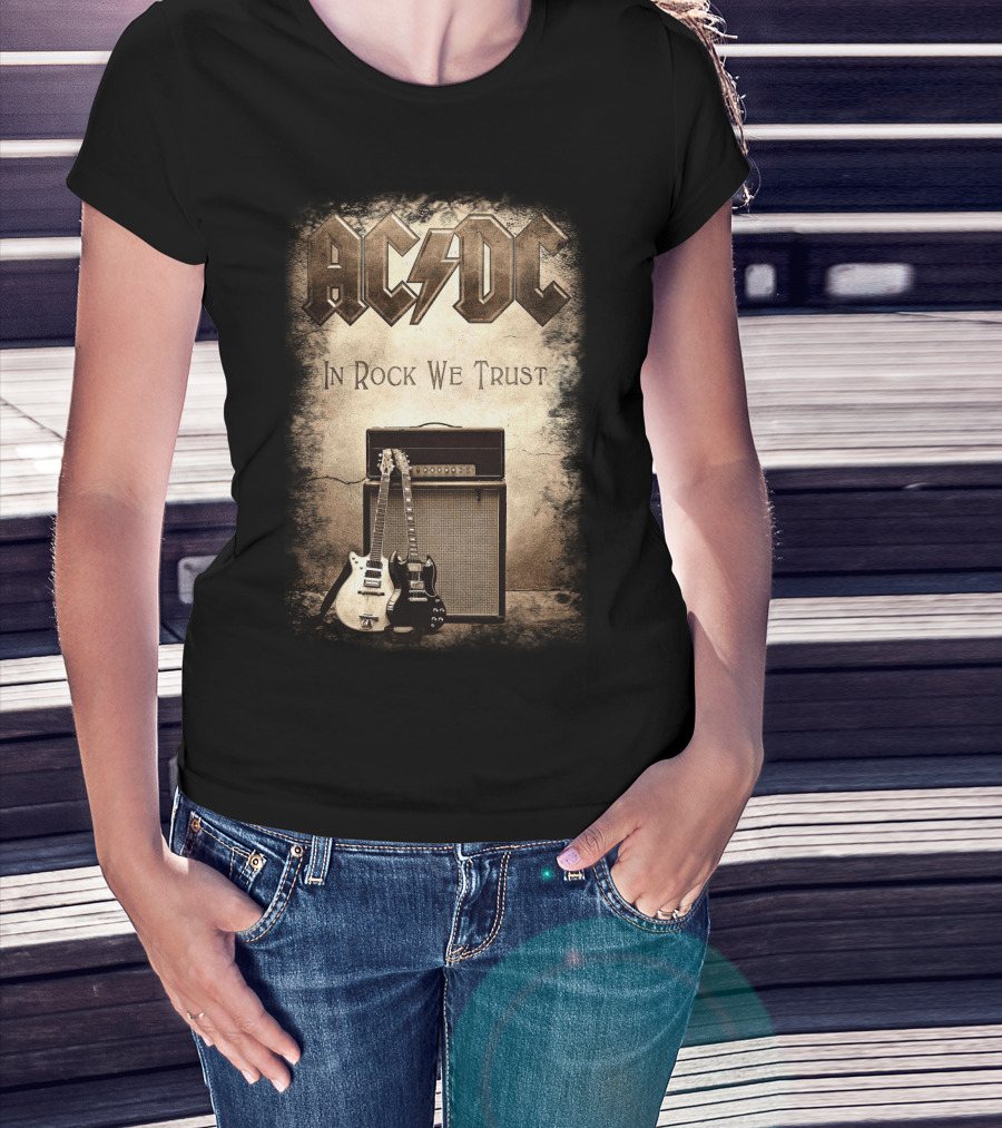 Acdc In Rock We Trust Electric Guitars Amplifier T-Shirt