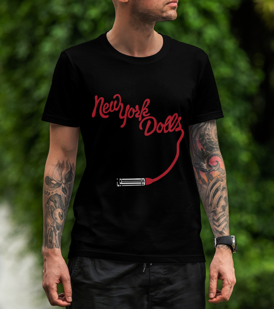 New York Dolls Lipstick Script T-Shirt
