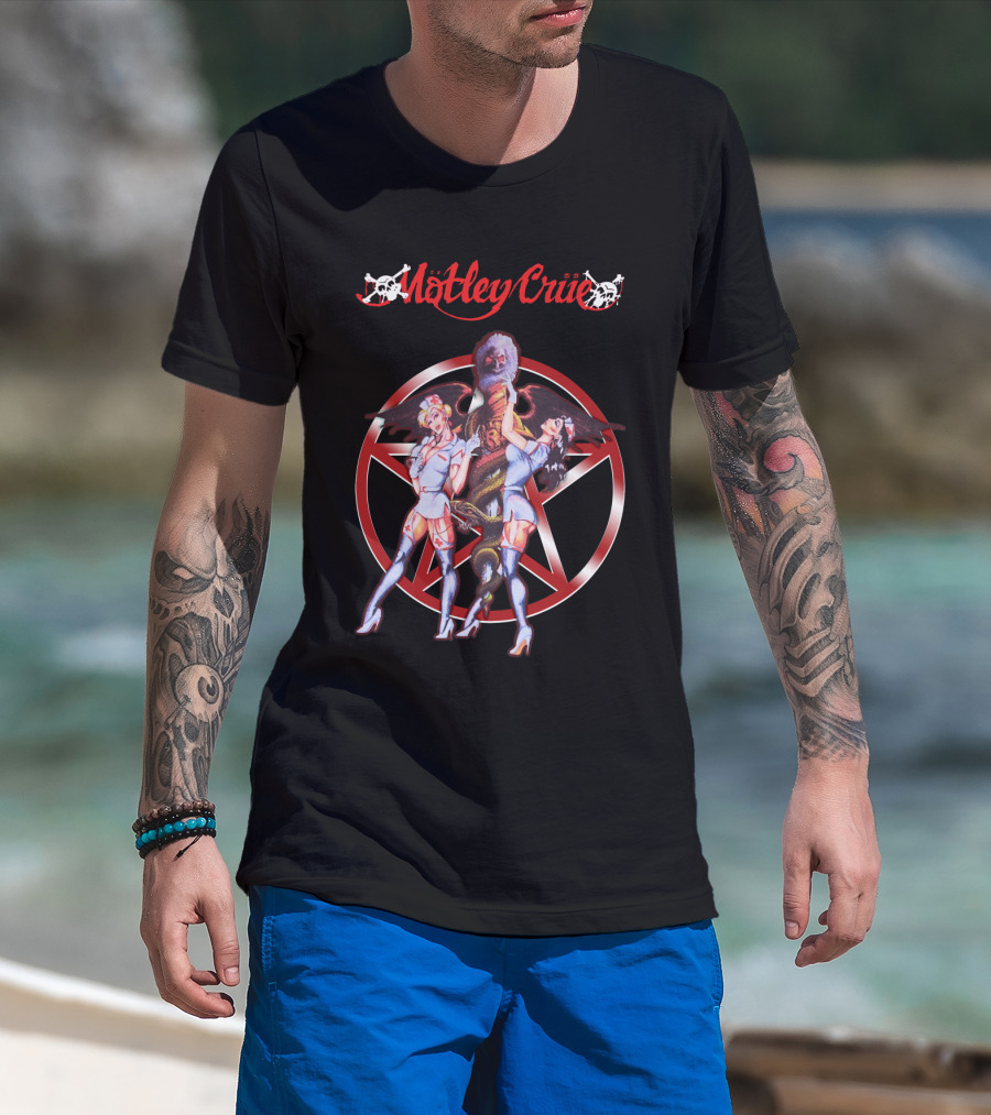 Mötley Crüe Pentagram Nurses Fantasy Art T-Shirt
