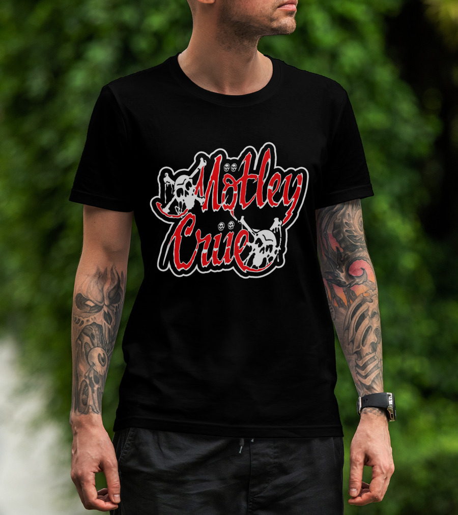 Mötley Crüe Skull Logo With Red And Black T-Shirt