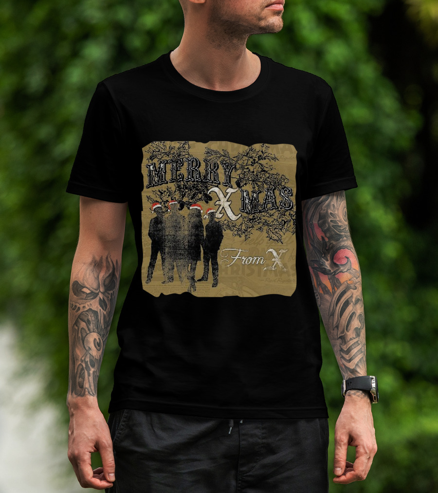 Merry Xmas From X Santa Hat Silhouettes T-Shirt