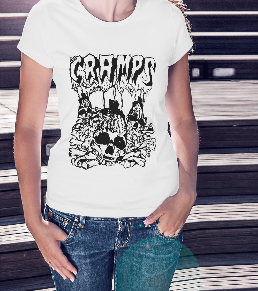 Cramps Off The Bone Skulls And Bones Graphic Tcr T-Shirt