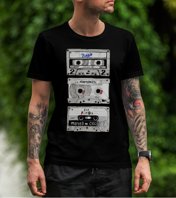 The Clash Ramones Sex Pistols Cassette Tapes Retro Music Icons T-Shirt