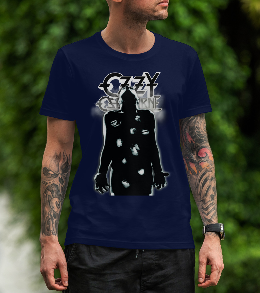 Ozzy Osbourne Black Silhouette With Logos And Light Effects T-Shirt