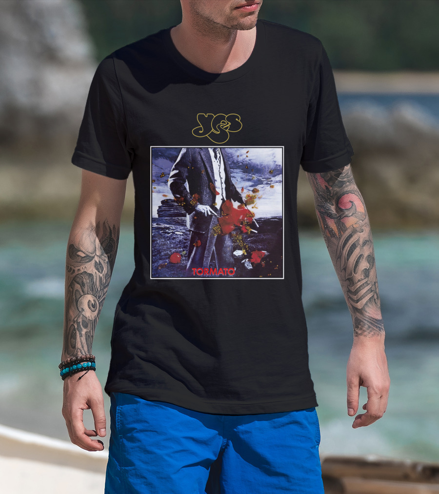 Yes Tormato Album Cover Art With Suit And Tornado T-Shirt