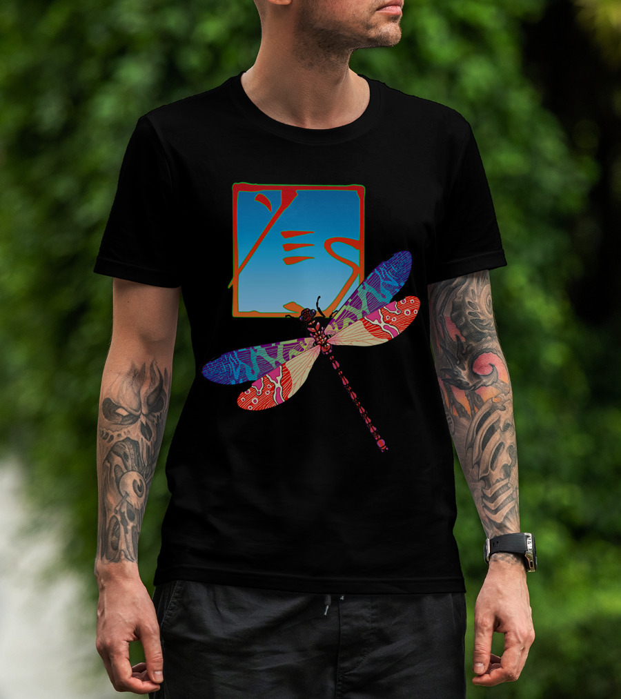 Yes Logo With Colorful Dragonfly Artwork T-Shirt