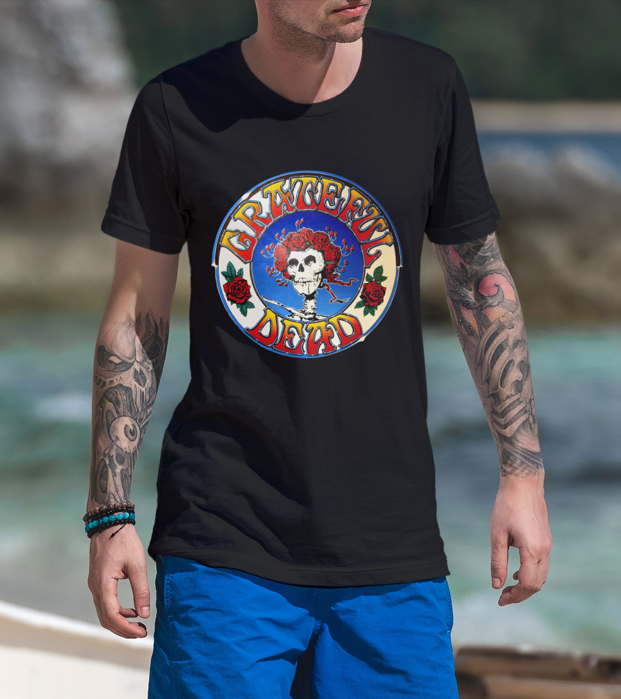 Grateful Dead Skeleton And Roses Circular T-Shirt