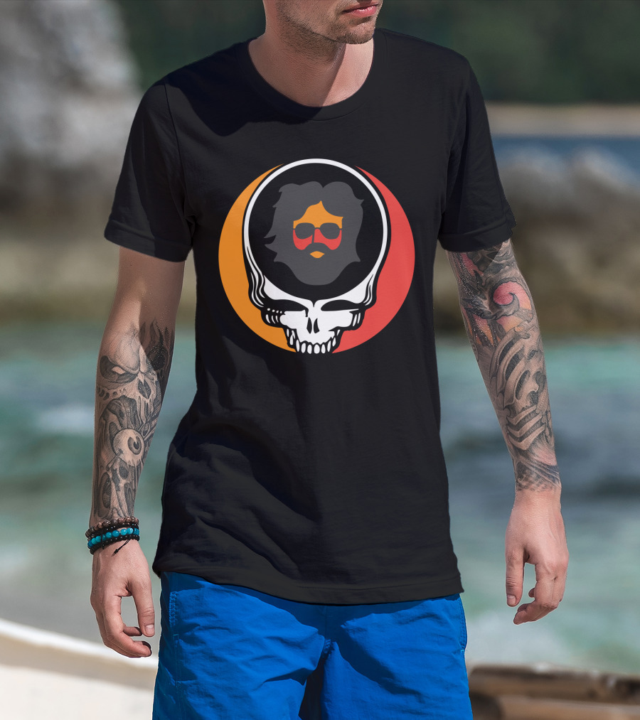 Grateful Dead Skull With Sunglasses And Sunset Colors T-Shirt