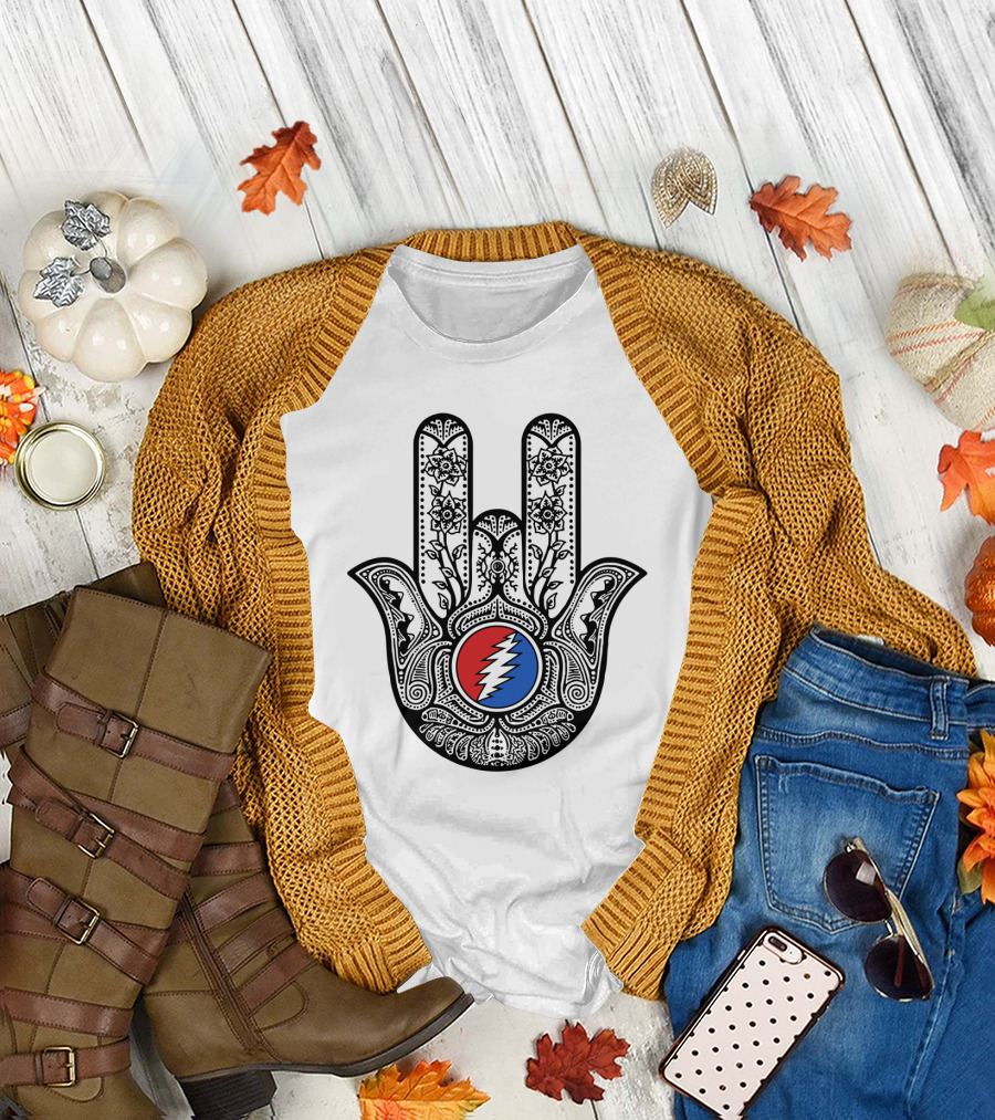Grateful Dead Steal Your Face Hamsa Hand Art T-Shirt