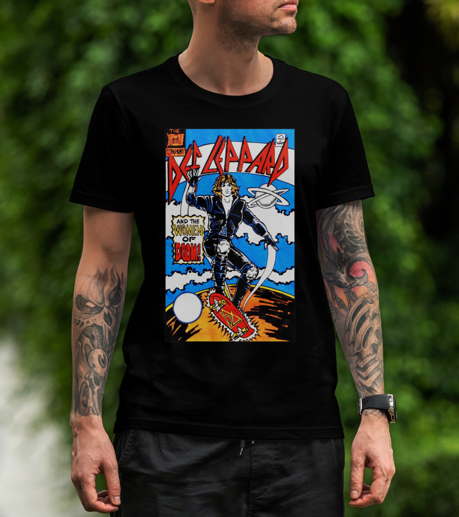 Def Leppard And The Women Of Doom Comic Style Artwork T-Shirt