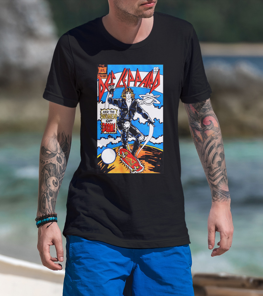 Def Leppard And The Women Of Doom Comic Style Artwork T-Shirt
