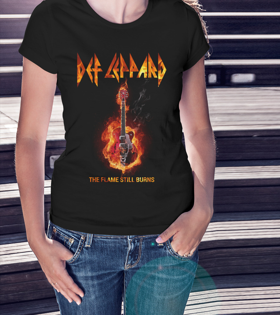 Def Leppard The Flame Still Burns Guitar Fire T-Shirt