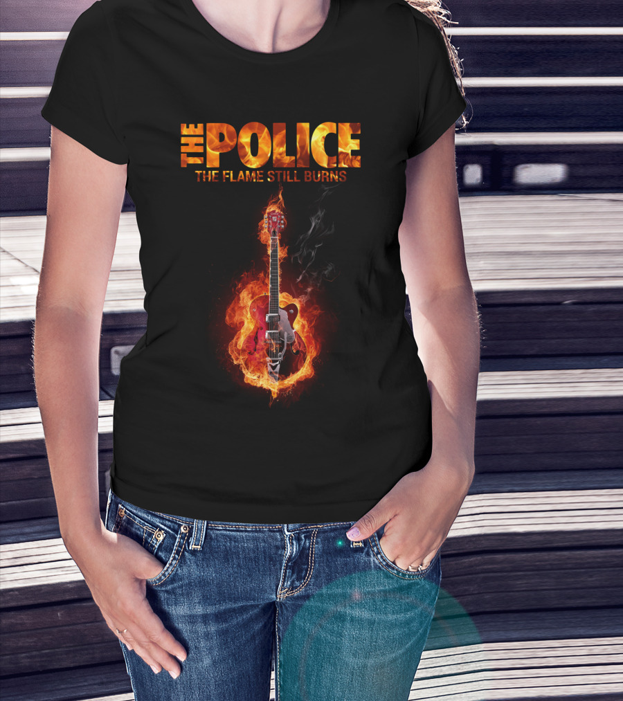The Police The Flame Still Burns Guitar Fire T-Shirt