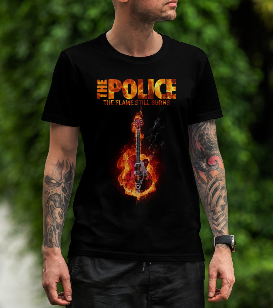 The Police The Flame Still Burns Guitar Fire T-Shirt